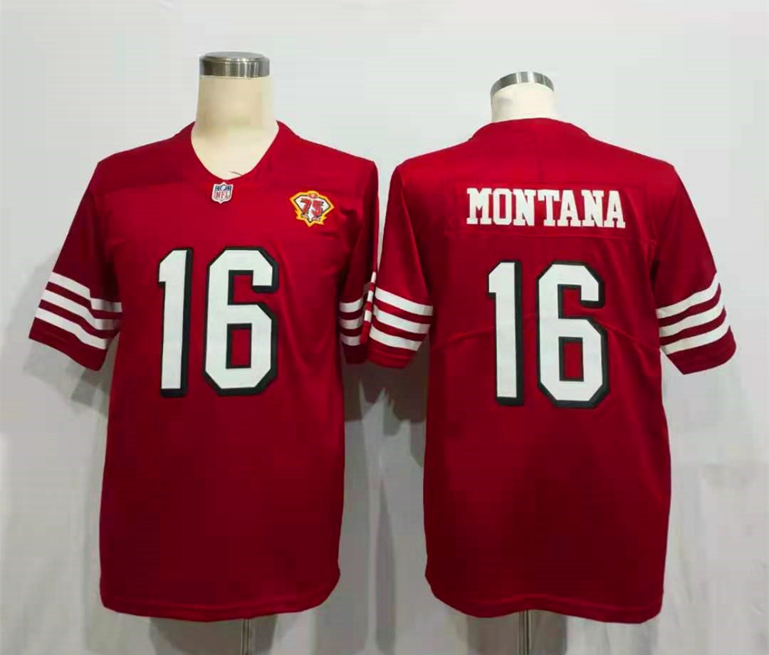 Men's San Francisco 49ers Joe Montana Red 75th Anniversary Jersey